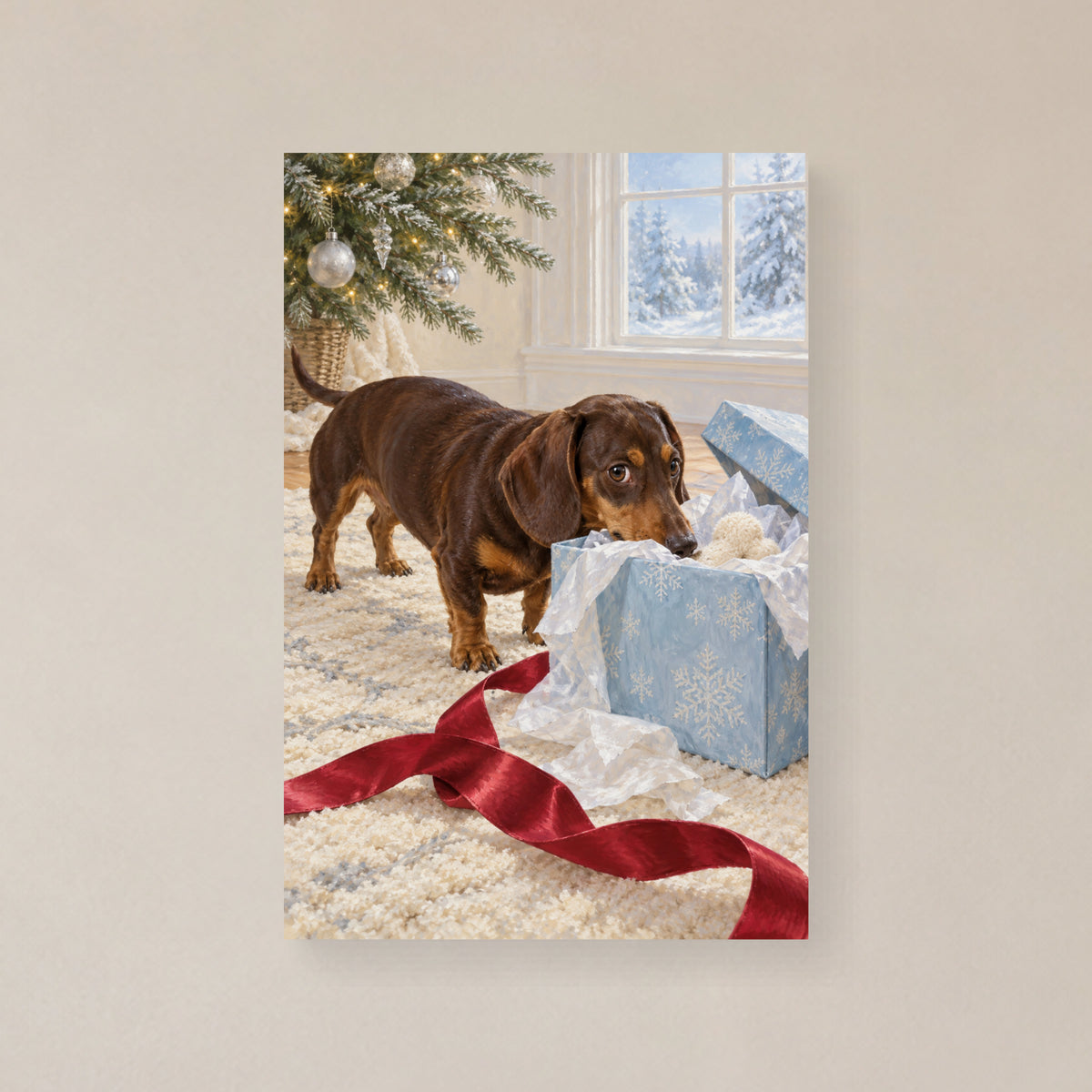 The Christmas Gift Inspector — Dachshund Christmas Canvas Wall Art