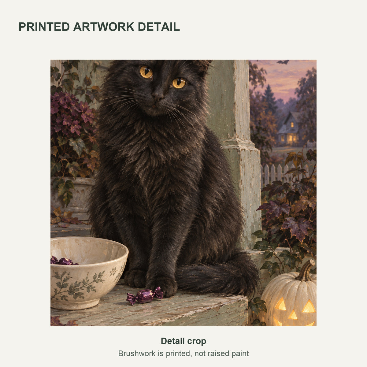 Black Cat & the Last Candy — cropped printed detail of the black cat and Halloween candy — image 06