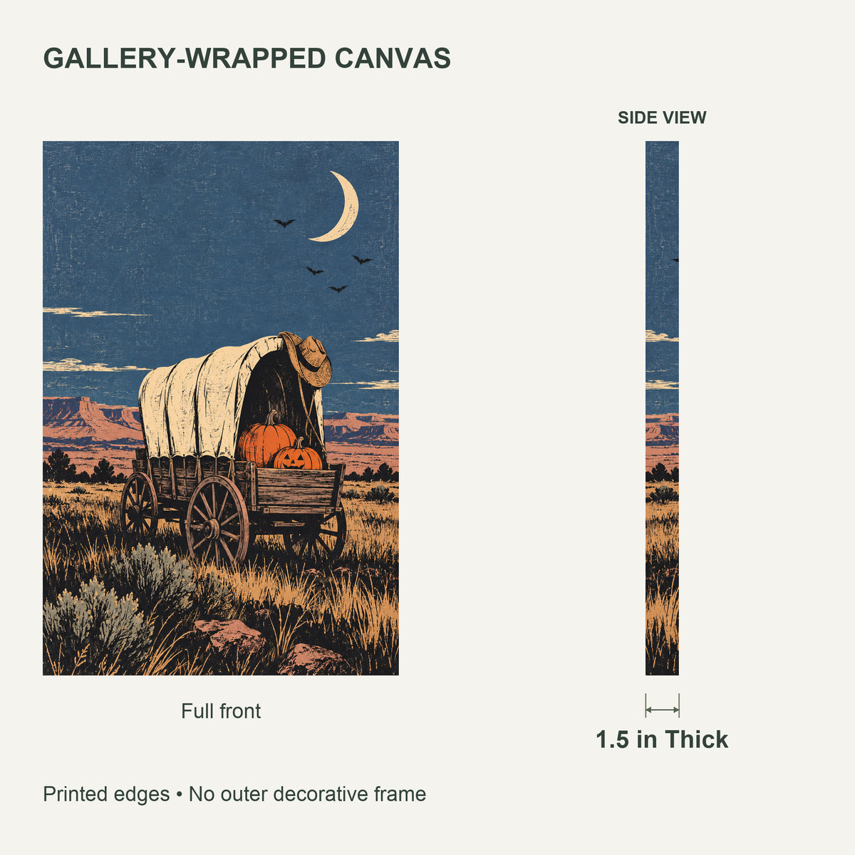 Moonlit Pumpkin Wagon — front and side views of the gallery-wrapped canvas — image 07