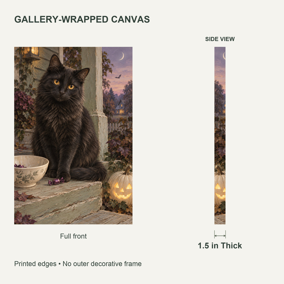Black Cat & the Last Candy — front and side views of the gallery-wrapped canvas — image 07