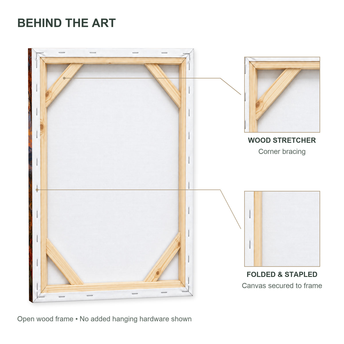 Ghost at the Pumpkin Porch — open canvas back with wood stretcher, corner braces and stapled folds — image 08