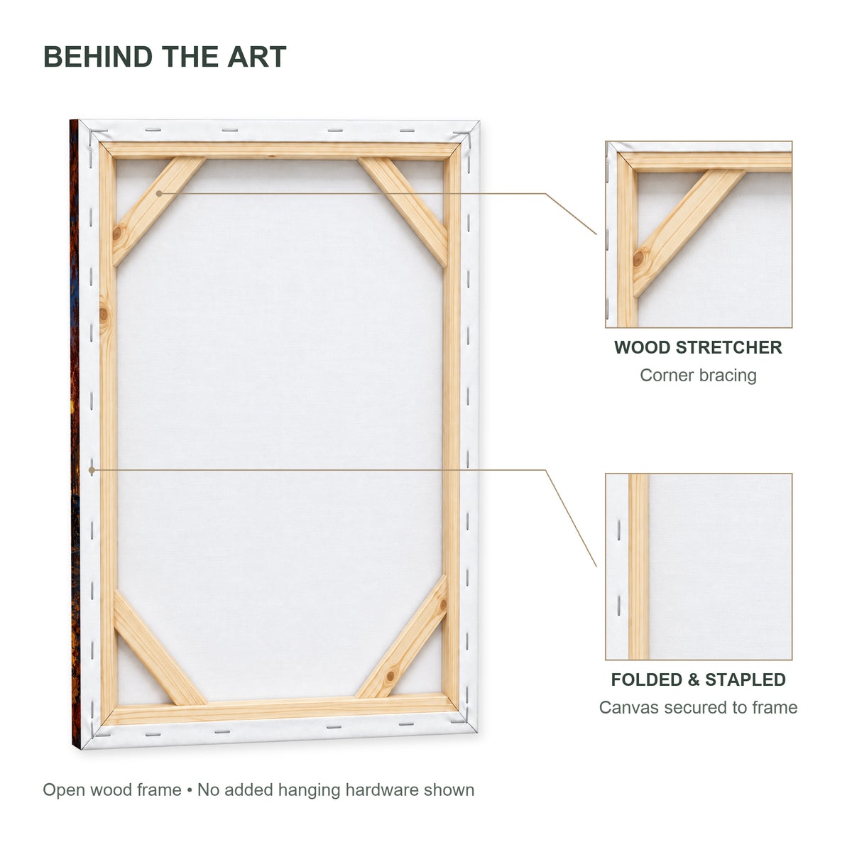 October Small-Town Cinema — open canvas back with wood stretcher, corner braces and stapled folds — image 08