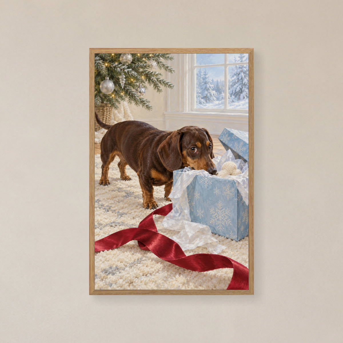 The Christmas Gift Inspector — Dachshund Christmas Canvas Wall Art