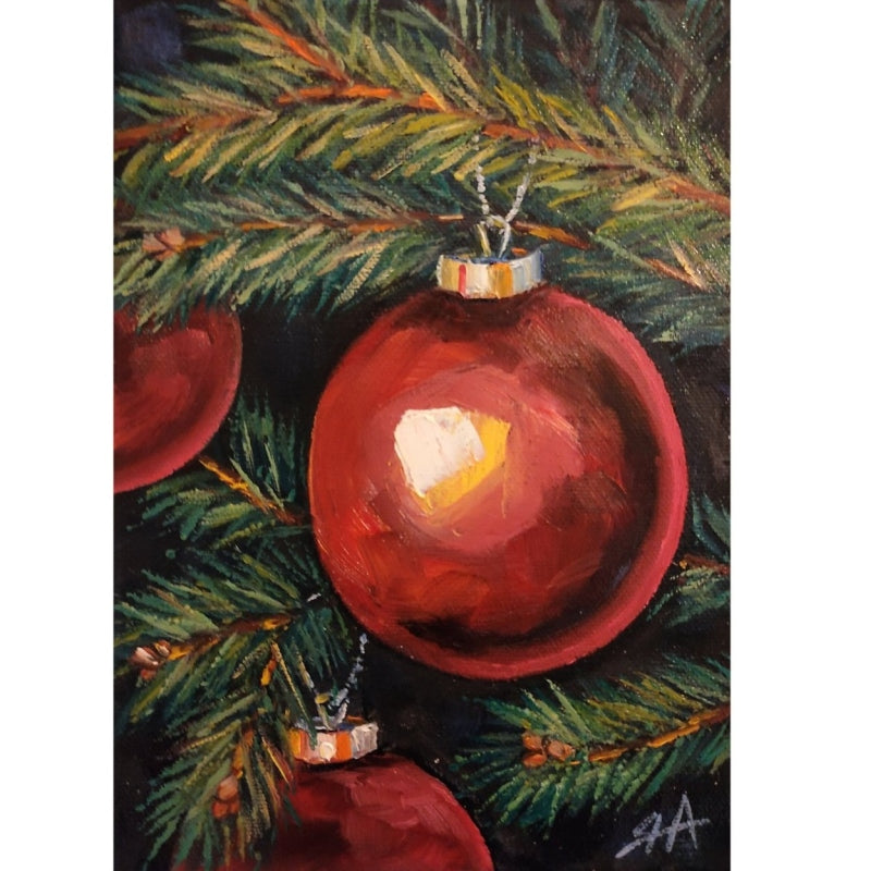 The Red Christmas Bauble Painting