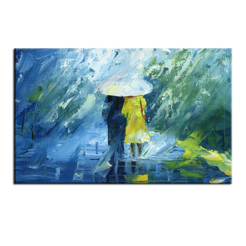 Figures in the Rain Painting