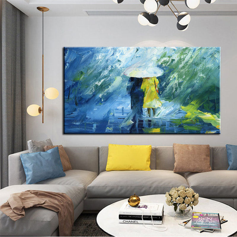 Figures in the Rain Painting