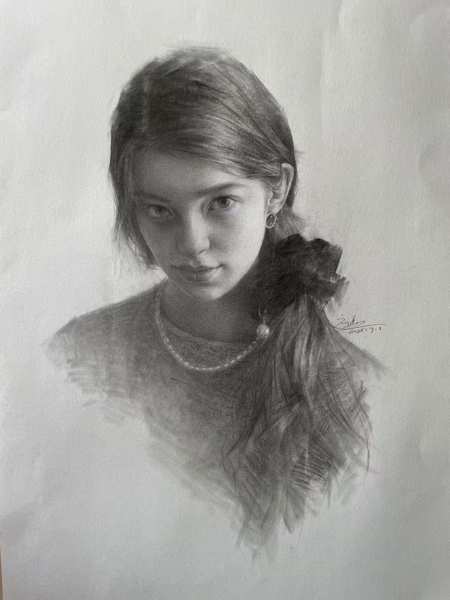 Portrait of a woman wearing a necklace by Elliot Gray