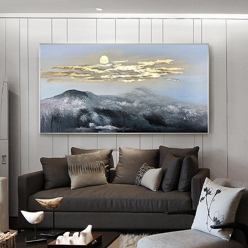 Misty Moon Mountains Painting