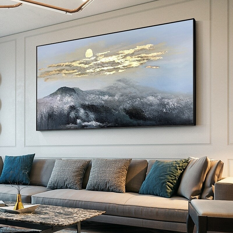 Misty Moon Mountains Painting