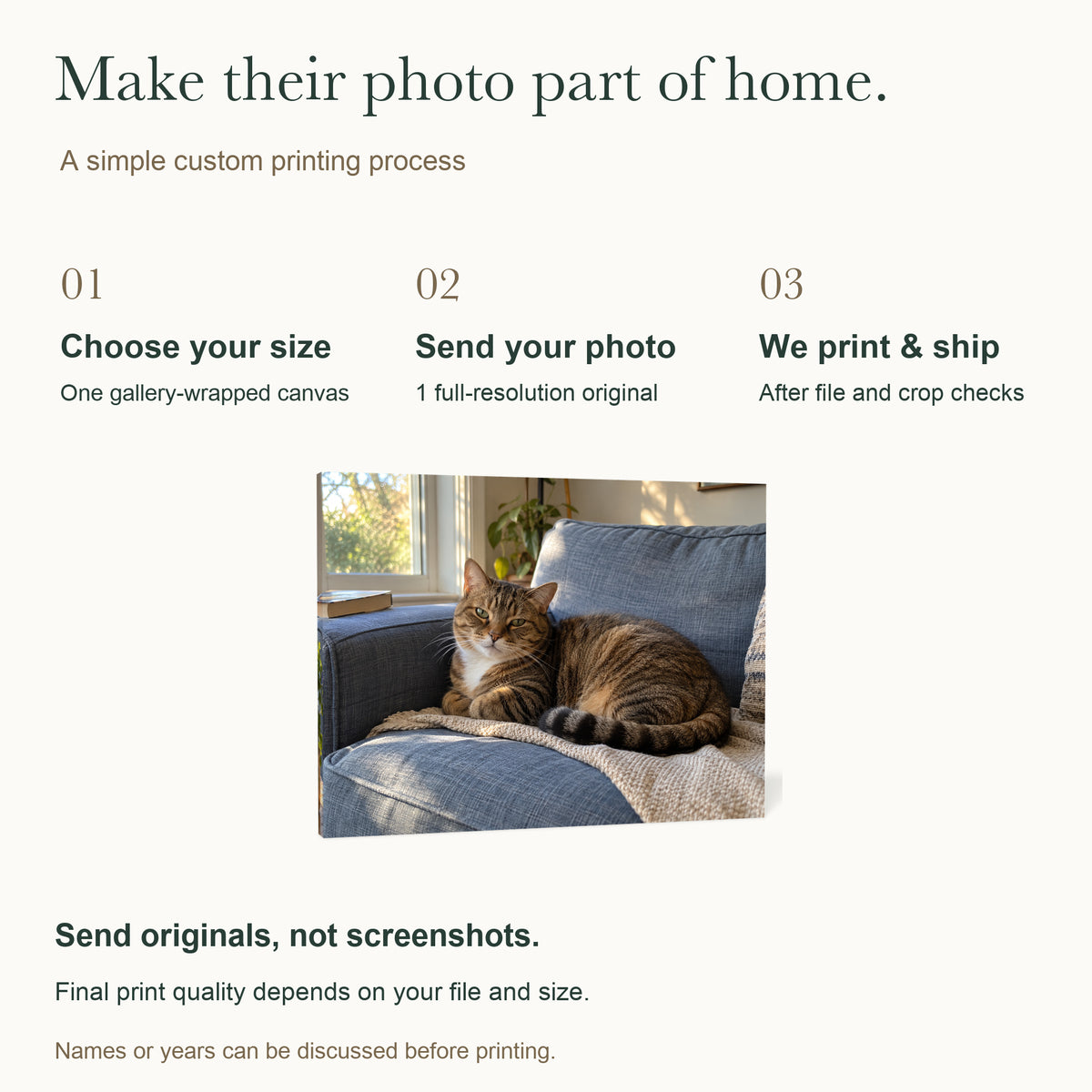 Everyday Pet Moments — Personalized Pet Photo Canvas — How to customize; 1 original photo required — Image 5