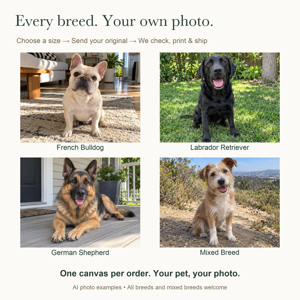 Little Legs, Big Love — Custom Dog Photo Canvas — French Bulldog, Labrador, German Shepherd and mixed-breed photo examples; one canvas per order — Image 5