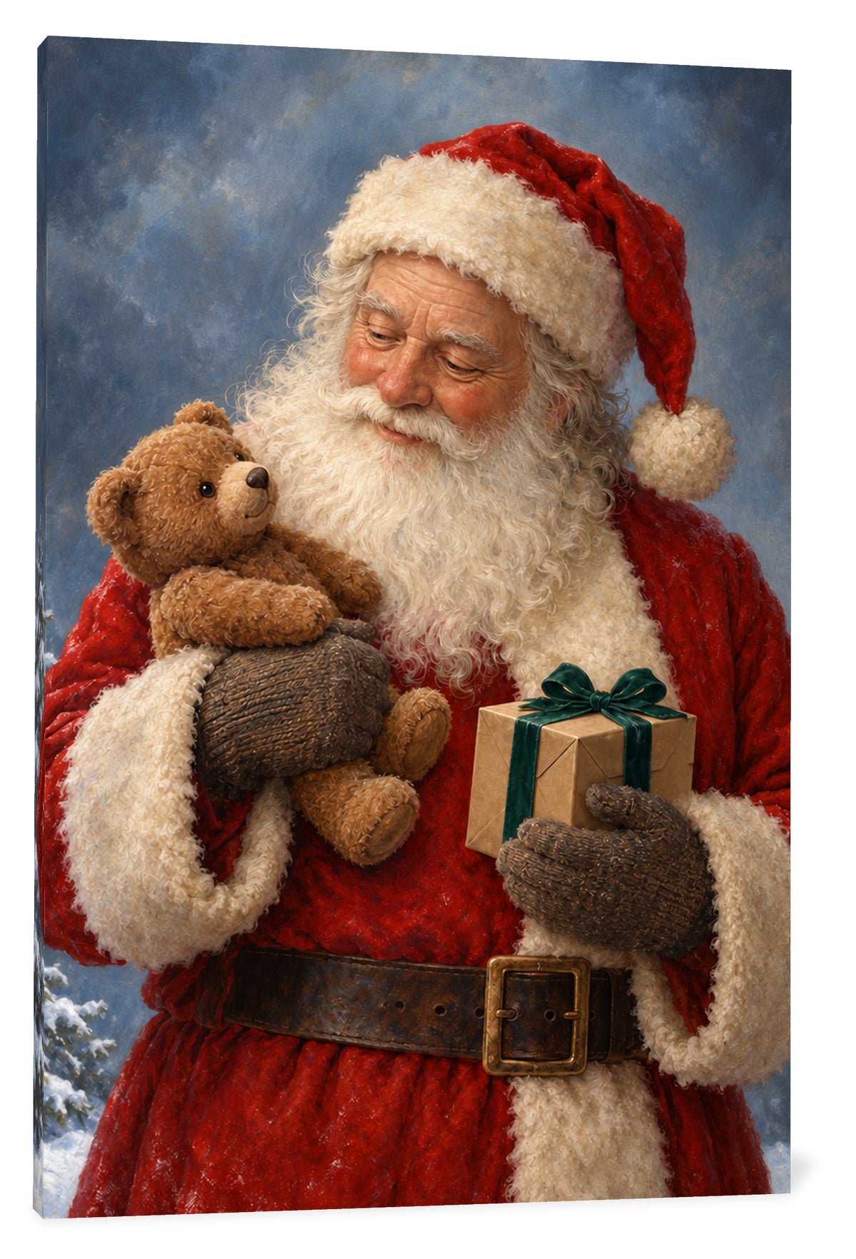 White background canvas view of One Last Gift Santa Canvas Wall Art