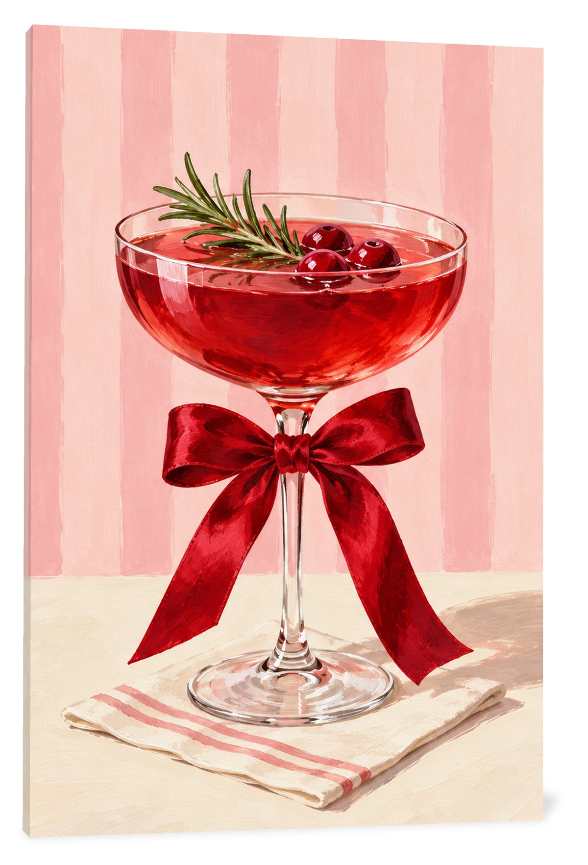 White background canvas view of Christmas Cheers Cocktail Canvas Wall Art