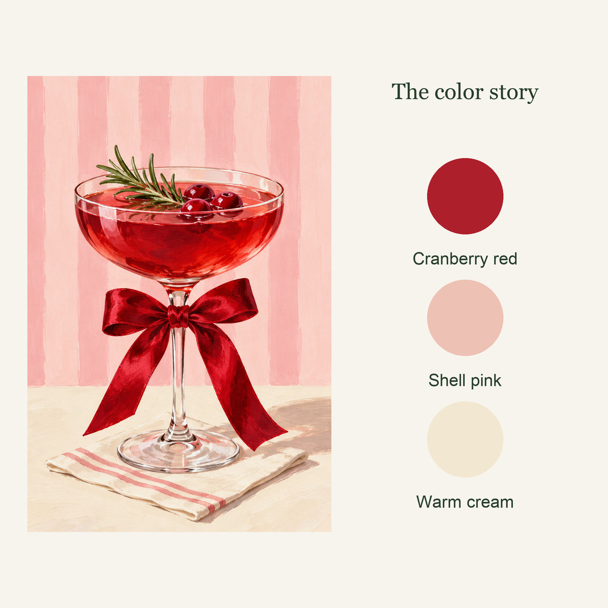 Artwork color palette of Christmas Cheers Cocktail Canvas Wall Art