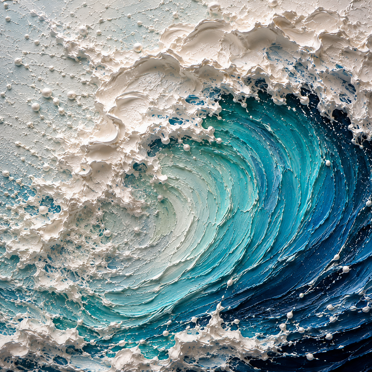 3D Textured Ocean Wave Oil Painting, Coastal Seascape Wall Art