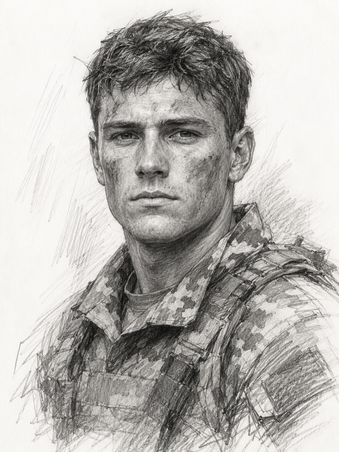 Custom Veteran Charcoal & Pencil Portrait | Hand-Drawn Military Tribute from Photo