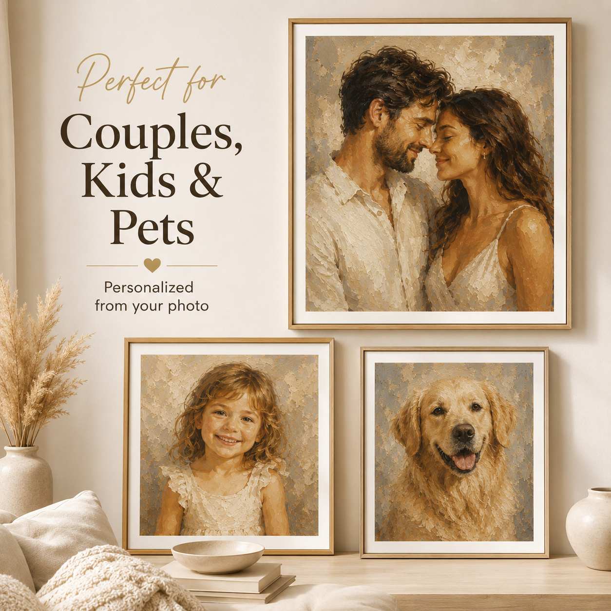 Photo to oil painting style canvas portrait print