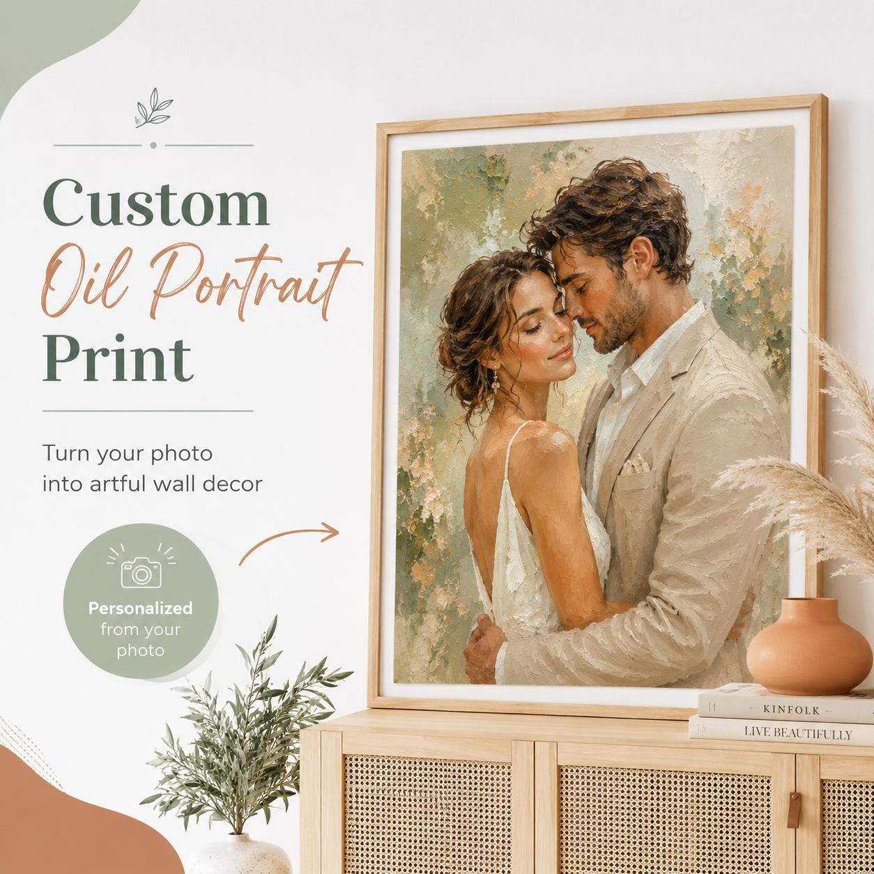 Large custom oil portrait print from photo up to 24x36 in