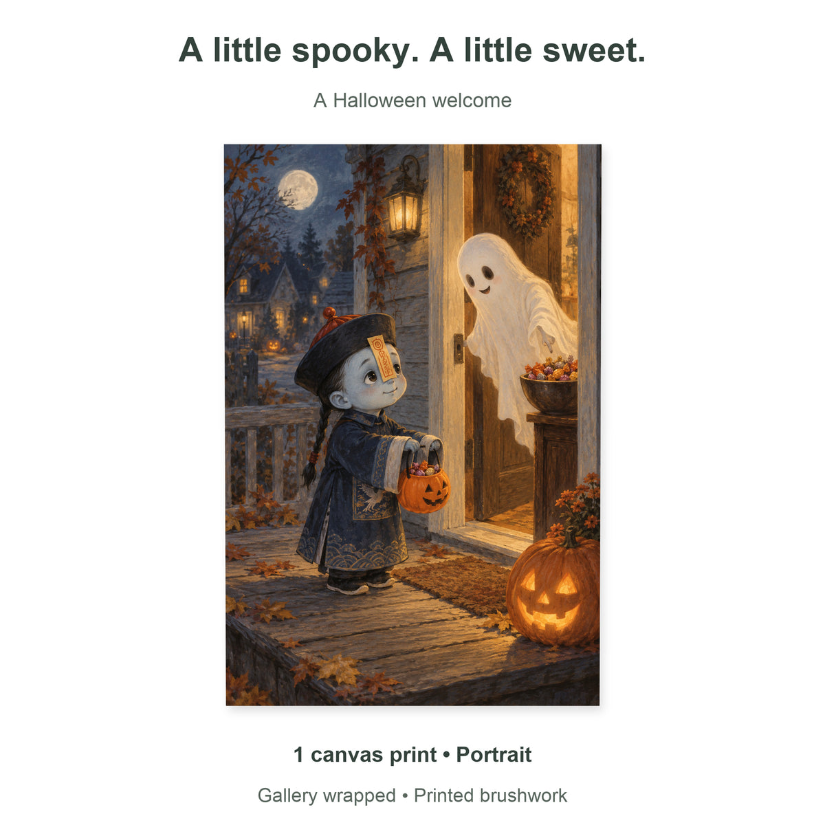 Little Jiangshi’s First Trick-or-Treat — Halloween Canvas Wall Art — Artwork theme and included panel arrangement — image 09