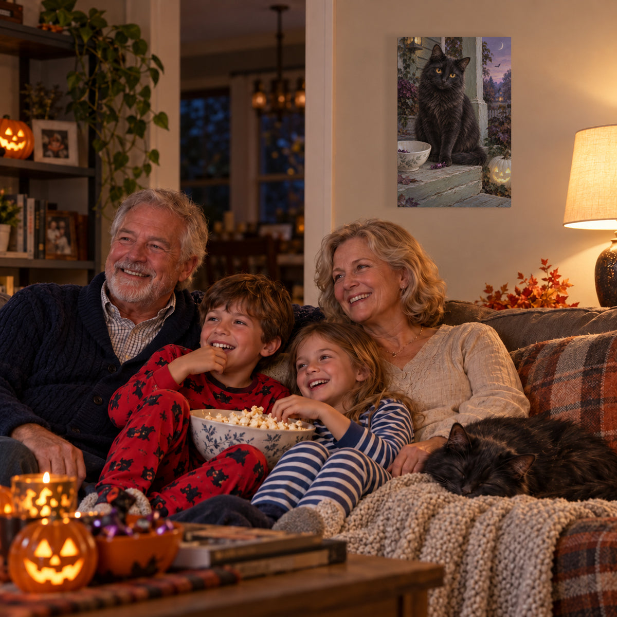 Black Cat & the Last Candy canvas during grandparents and children movie night