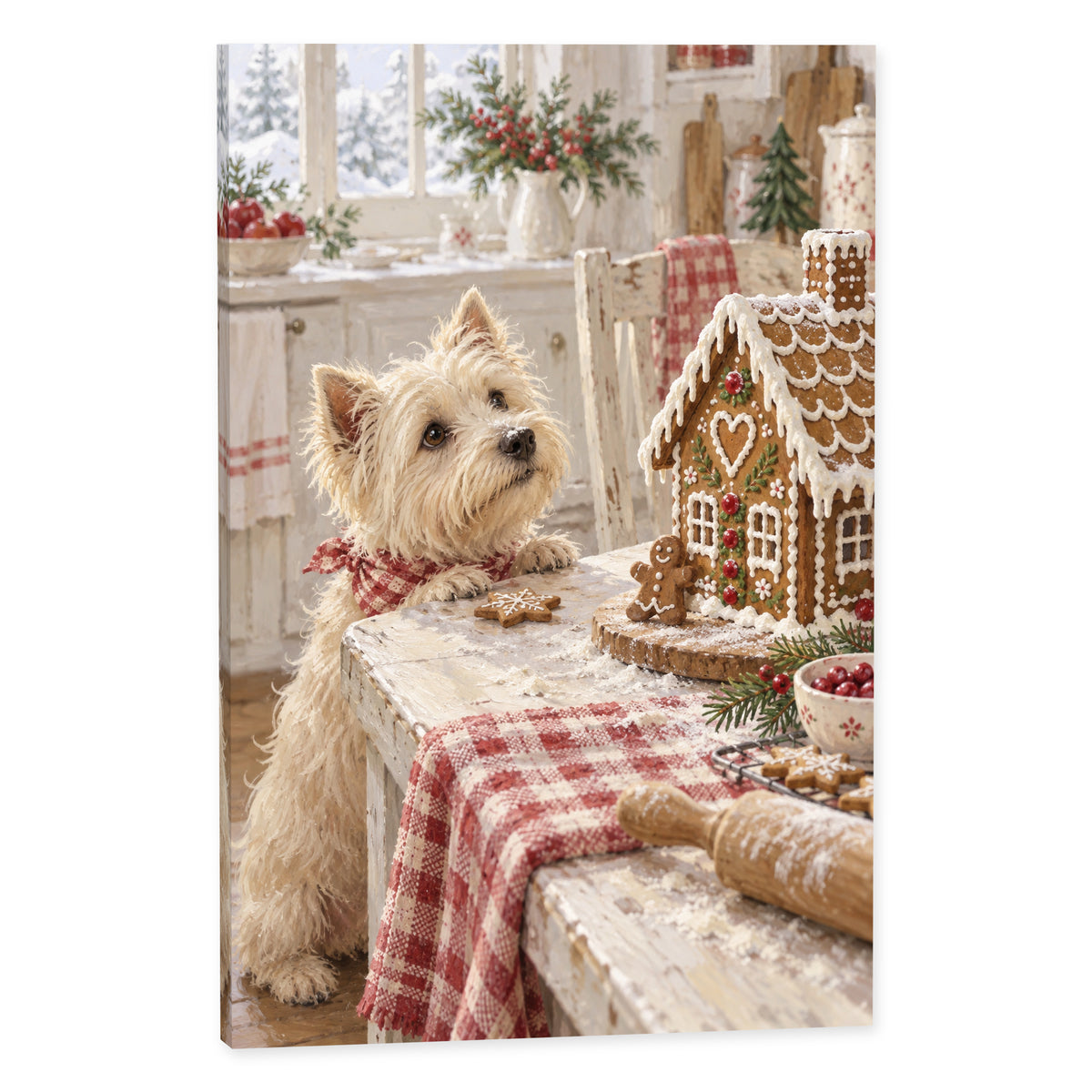 Gingerbread Kitchen Helpers — Christmas Canvas Wall Art — Complete canvas print on a white background — image 01