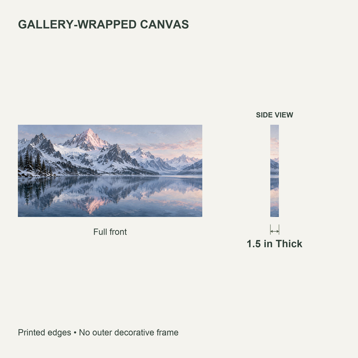 First Light at the Alpine Lake — Landscape Canvas Wall Art — Canvas depth and wrapped edges — image 06