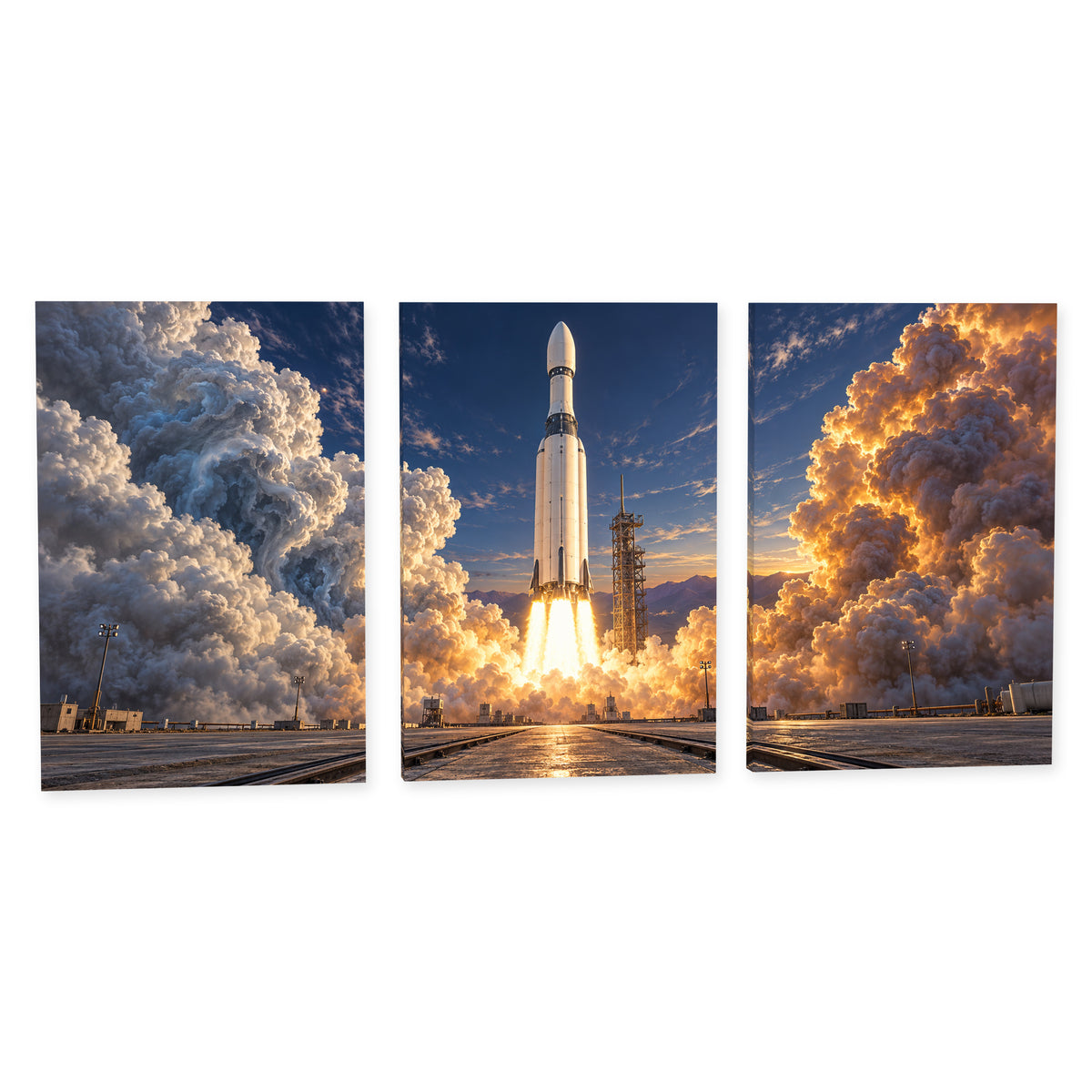 One Second Above Ground — Space Canvas Wall Art Set of 3 — Complete canvas print on a white background — image 02