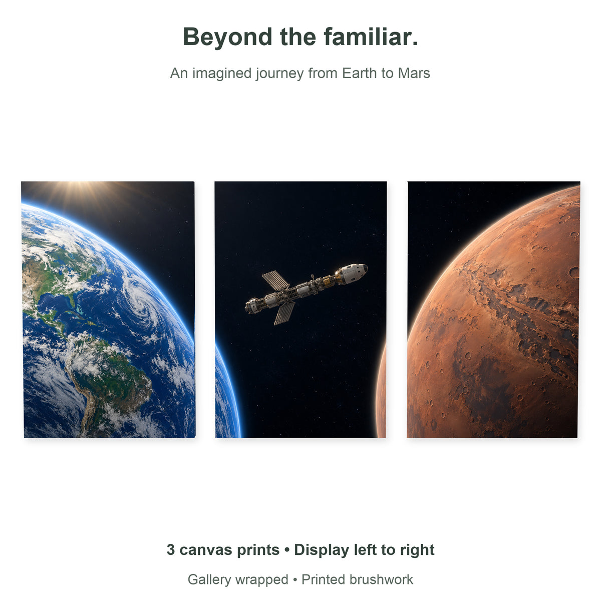 From Earth to Mars — Space Canvas Wall Art Set of 3 — Artwork theme and included panel arrangement — image 10