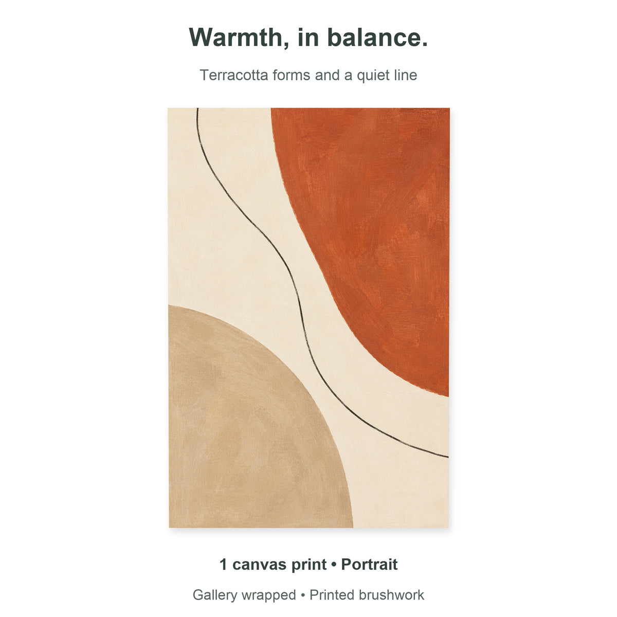 Warm Clay Balance — Abstract Canvas Wall Art — terracotta and beige organic shapes — Single portrait canvas and artwork overview — image 10