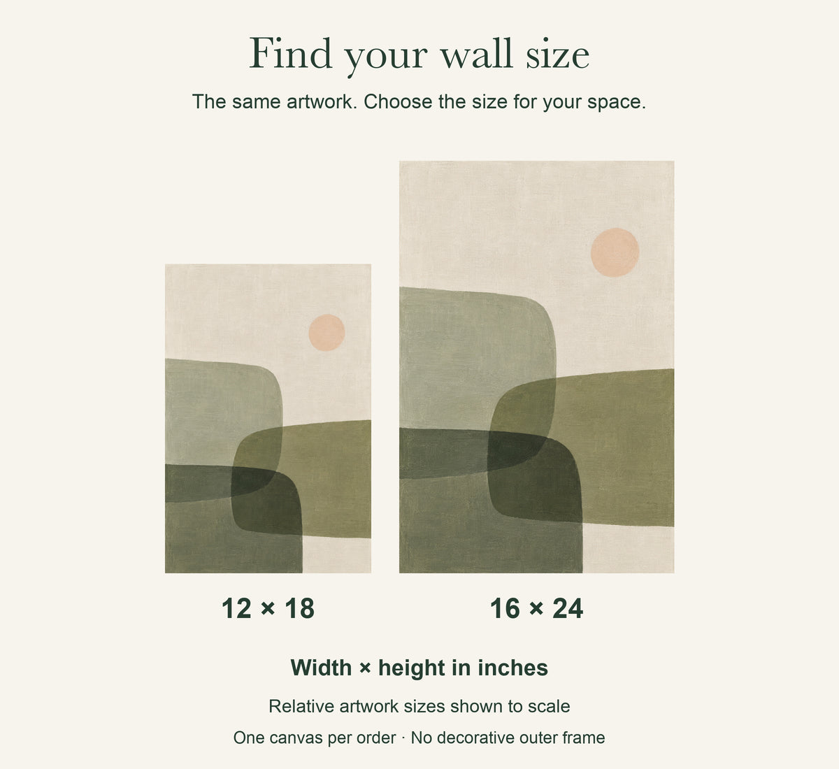 Sage Overlap — Abstract Canvas Wall Art — artwork size comparison, width × height in inches — Image 11