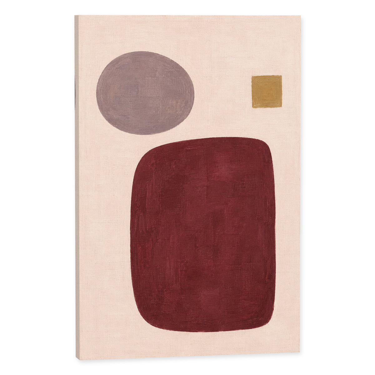 Burgundy Order — Abstract Canvas Wall Art — burgundy and mauve geometric forms — Complete canvas print on white background — image 02