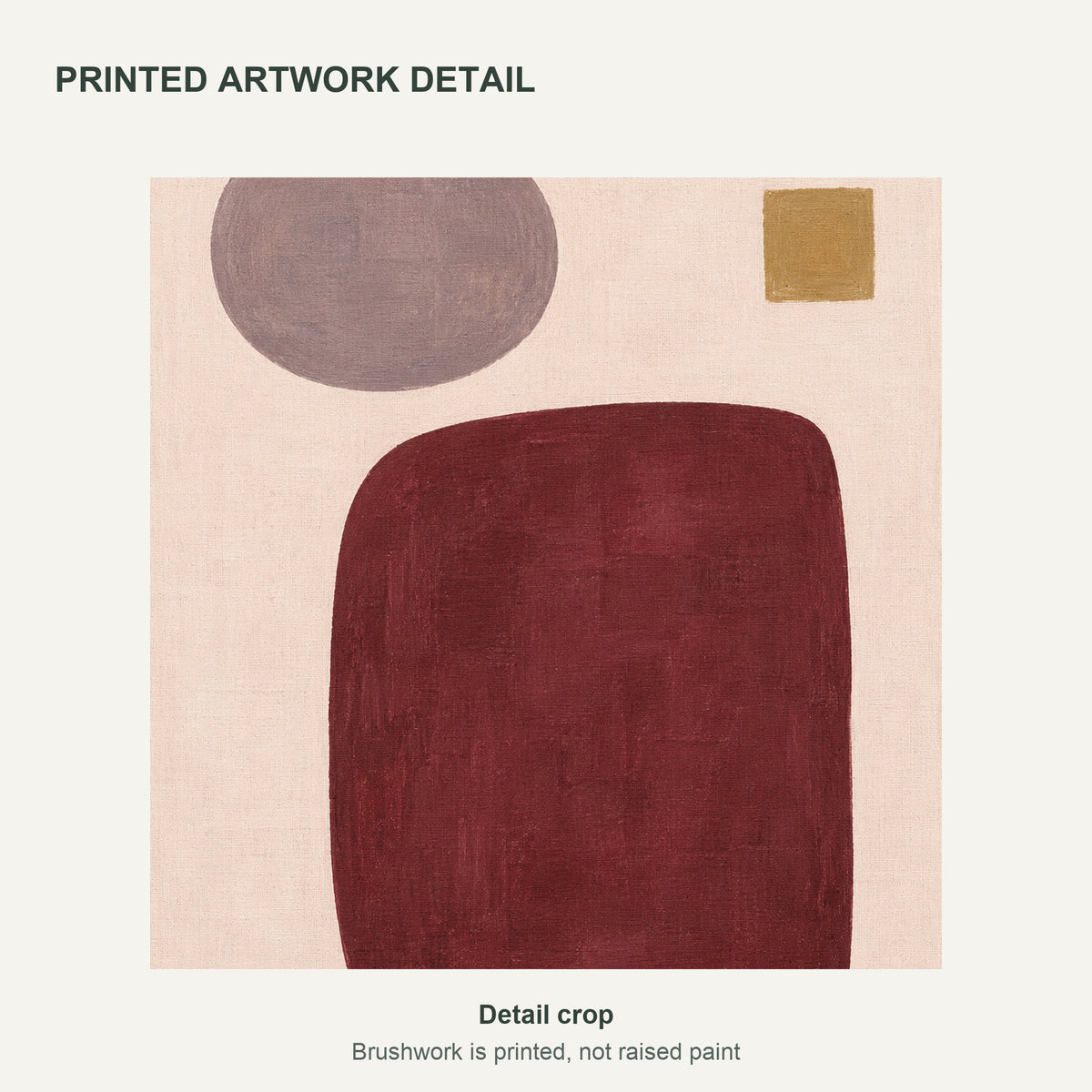 Burgundy Order — Abstract Canvas Wall Art — burgundy and mauve geometric forms — Close-up of the printed artwork — image 06