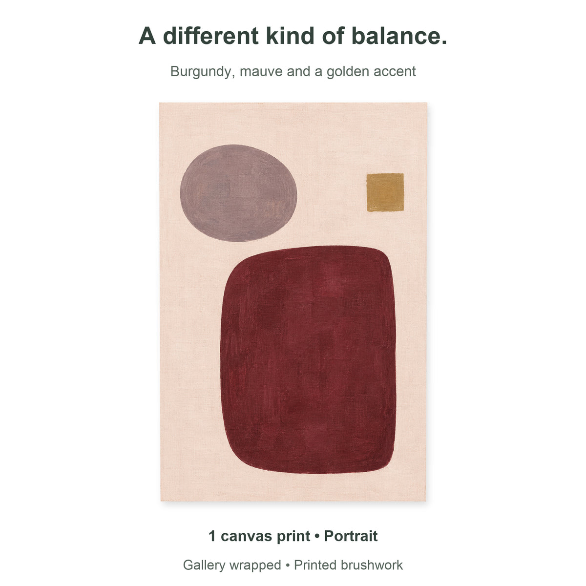 Burgundy Order — Abstract Canvas Wall Art — burgundy and mauve geometric forms — Single portrait canvas and artwork overview — image 10