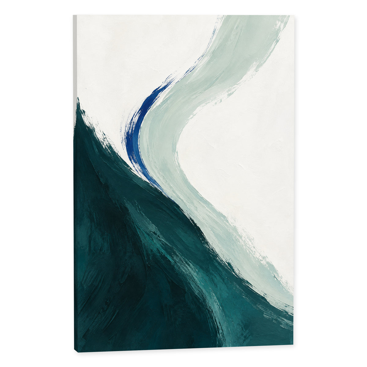 Tidal Teal — Abstract Canvas Wall Art — petrol teal and sea-glass curves — complete canvas on white background — image 02
