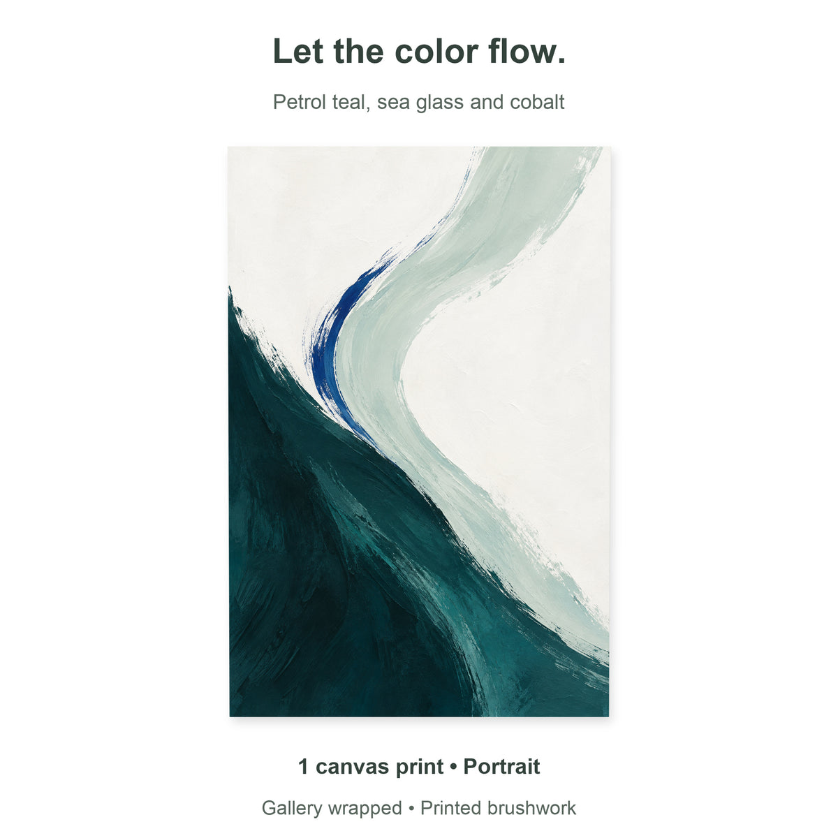 Tidal Teal — Abstract Canvas Wall Art — petrol teal and sea-glass curves — single portrait canvas overview — image 10