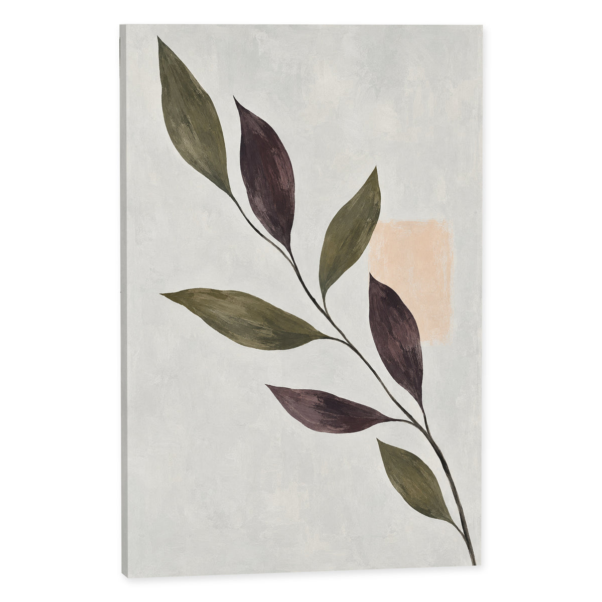 Olive Branch Shadows — Abstract Canvas Wall Art — olive botanical silhouettes — complete canvas on white background — image 02