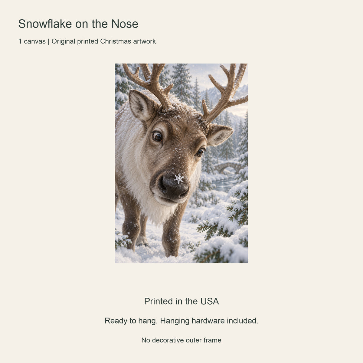Snowflake on the Nose — Christmas Portrait Canvas Wall Art, Single, Unframed — Artwork and product features