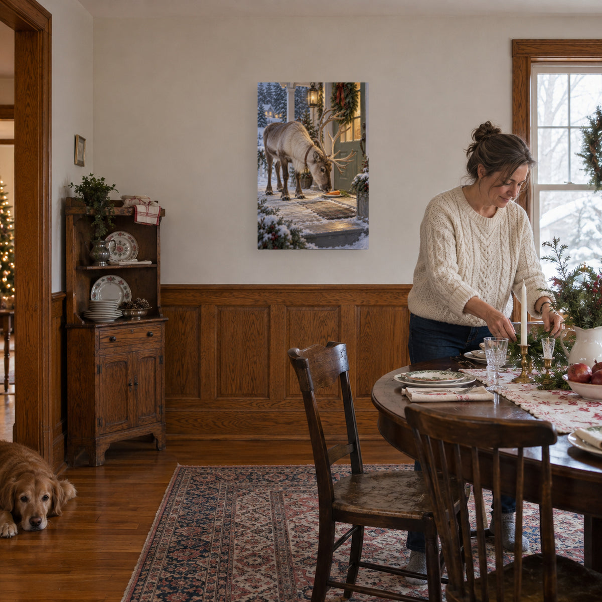 The Carrot Inspector — Christmas Portrait Canvas Wall Art, Single, Unframed — Lifestyle view 3
