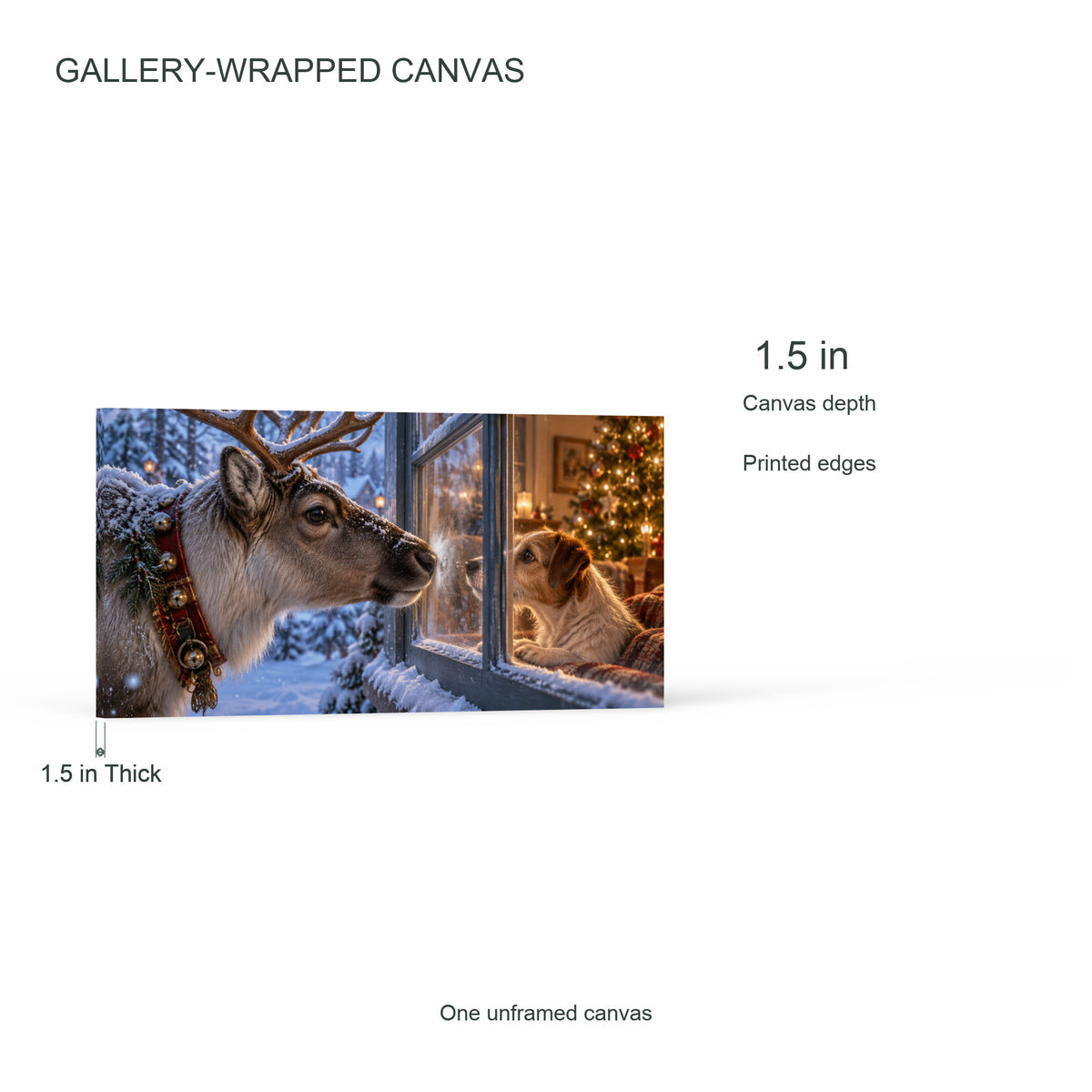 A Christmas Window Encounter — Christmas Horizontal Canvas Wall Art, Single, Unframed — Canvas depth and printed edges