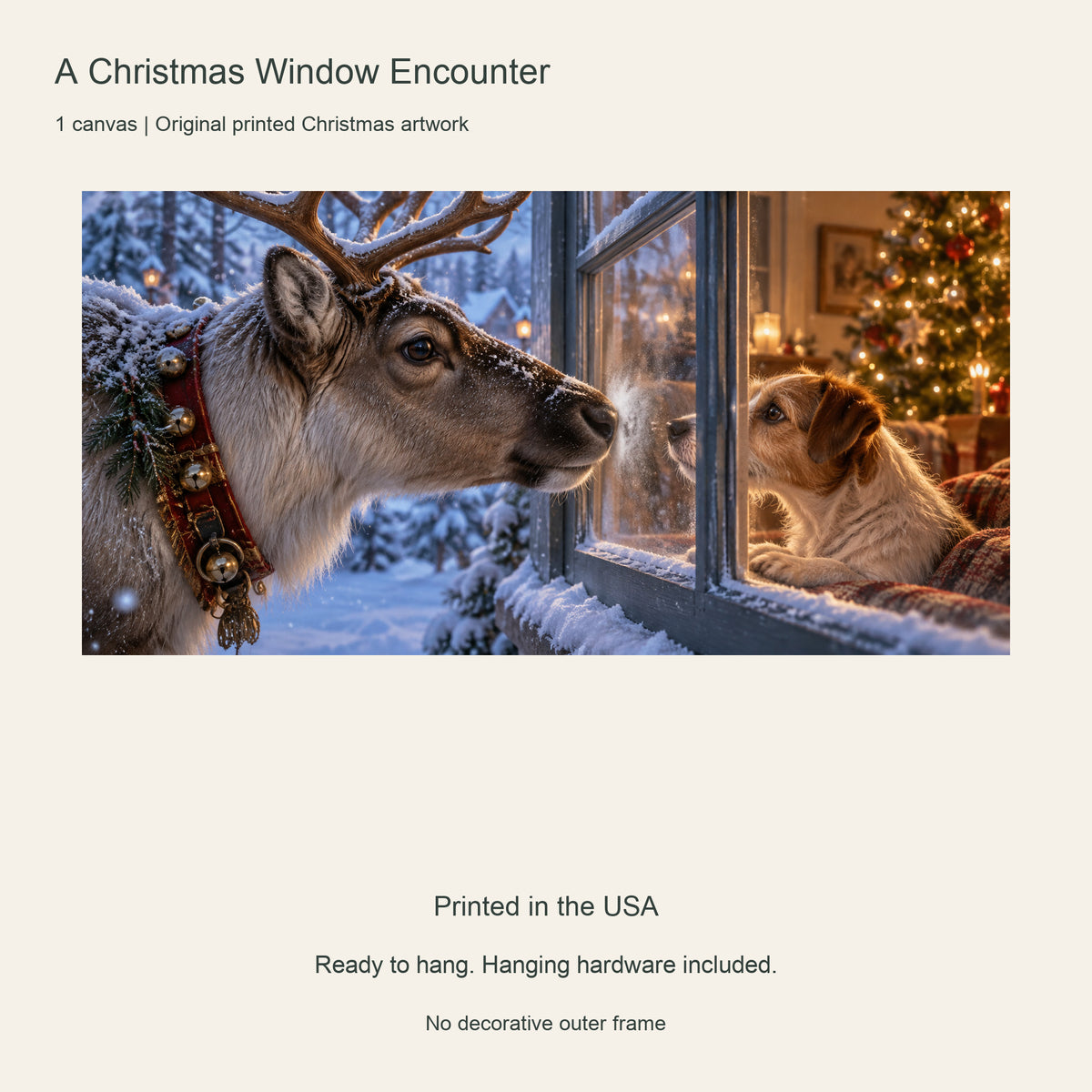 A Christmas Window Encounter — Christmas Horizontal Canvas Wall Art, Single, Unframed — Artwork and product features