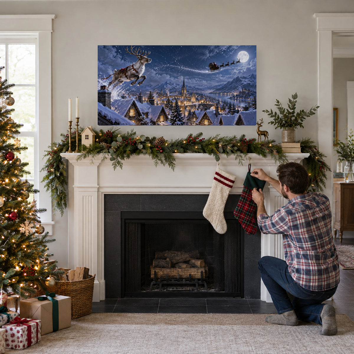Tonight, I Lead the Way — Christmas Horizontal Canvas Wall Art, Single, Unframed — Lifestyle view 1