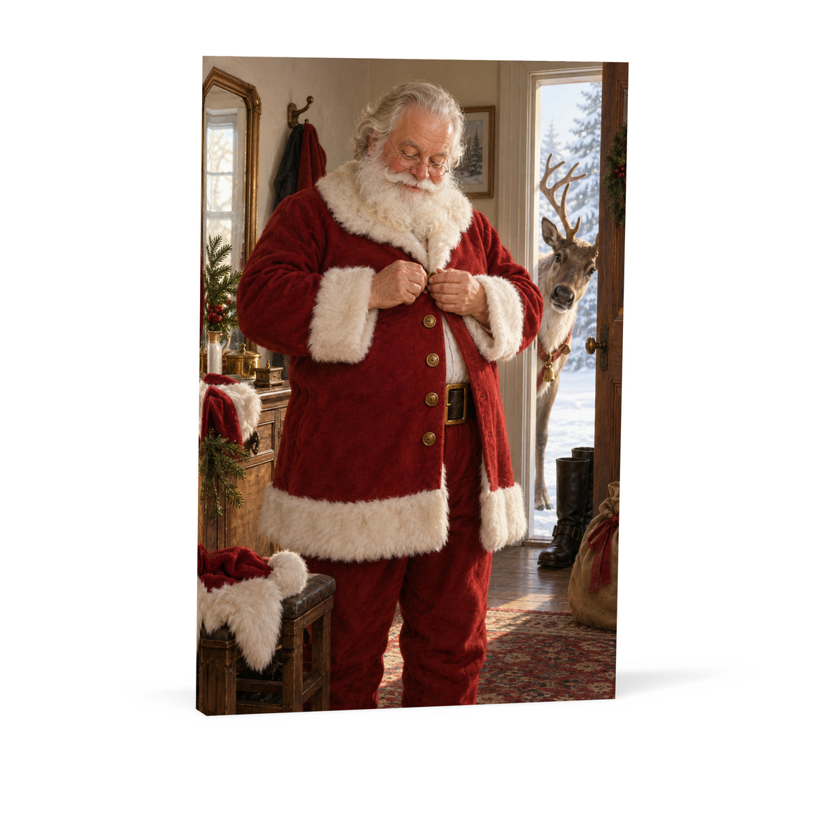 The Last Button — Christmas Portrait Canvas Wall Art, Single, Unframed — Complete unframed canvas