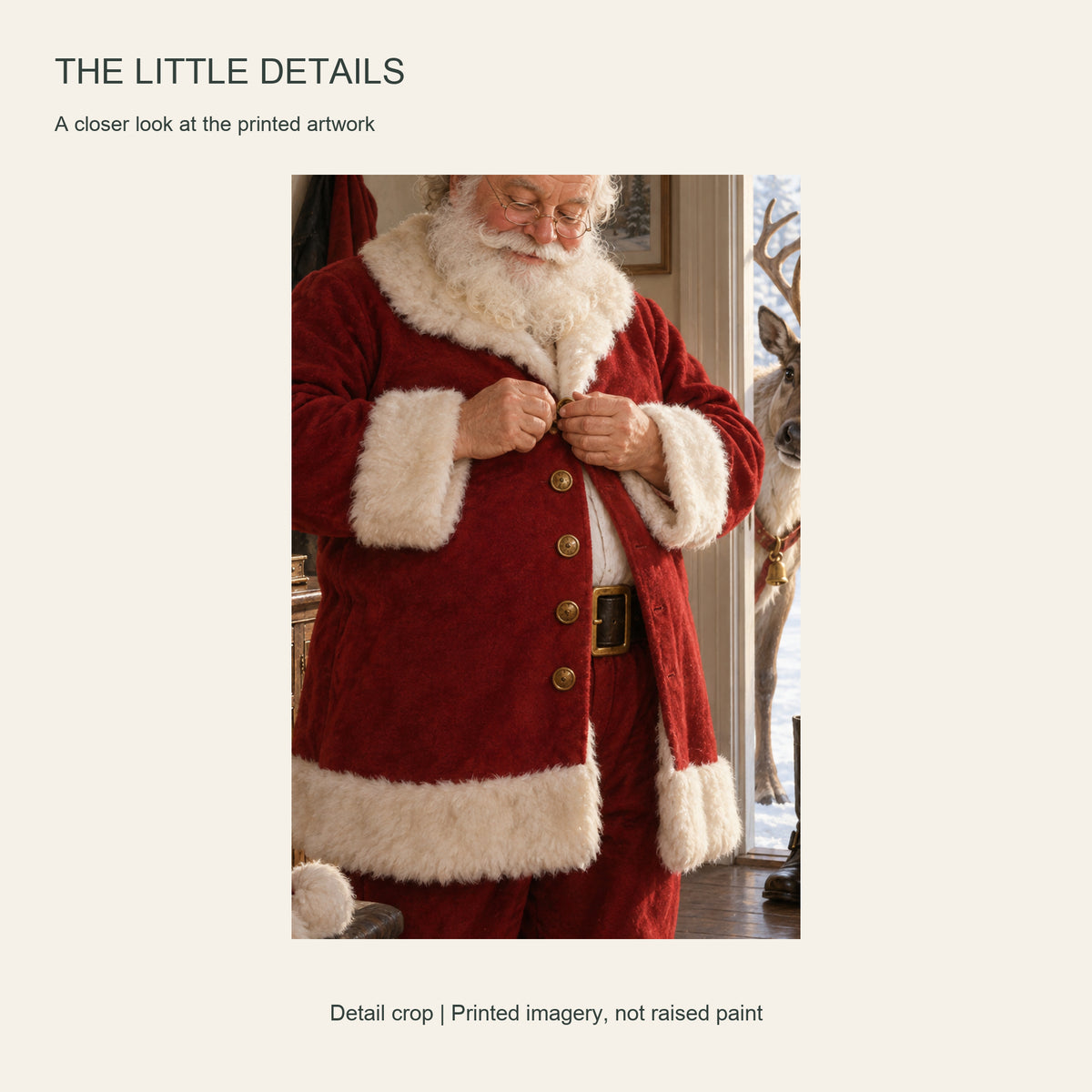 The Last Button — Christmas Portrait Canvas Wall Art, Single, Unframed — Artwork detail