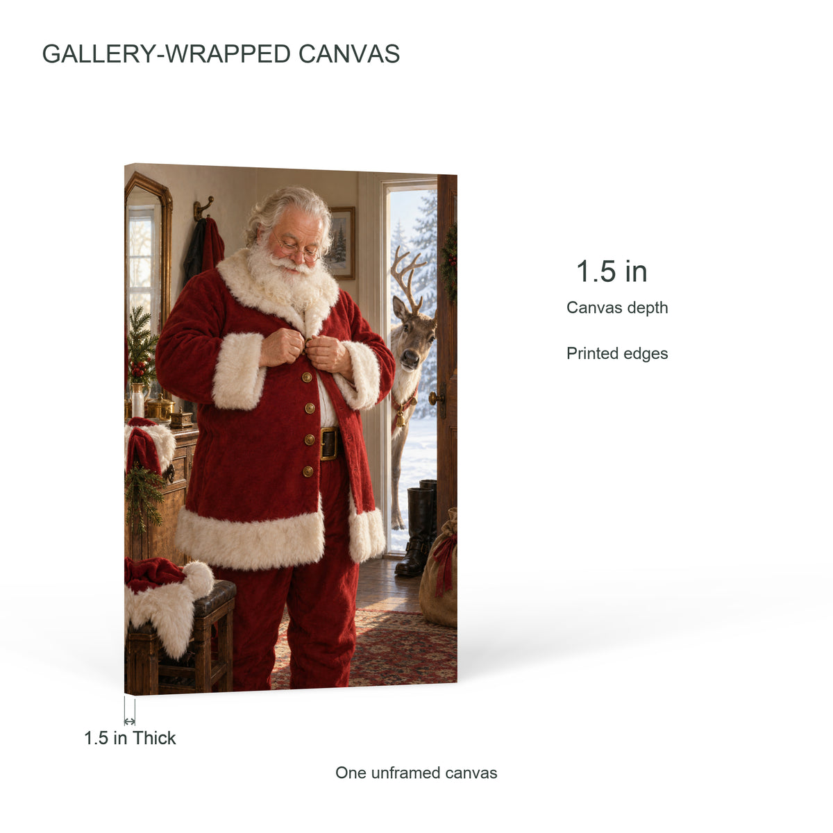 The Last Button — Christmas Portrait Canvas Wall Art, Single, Unframed — Canvas depth and printed edges