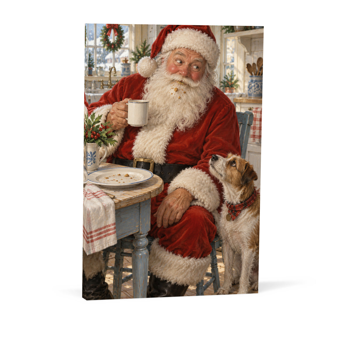 The Cookie Evidence — Christmas Portrait Canvas Wall Art, Single, Unframed — Complete unframed canvas