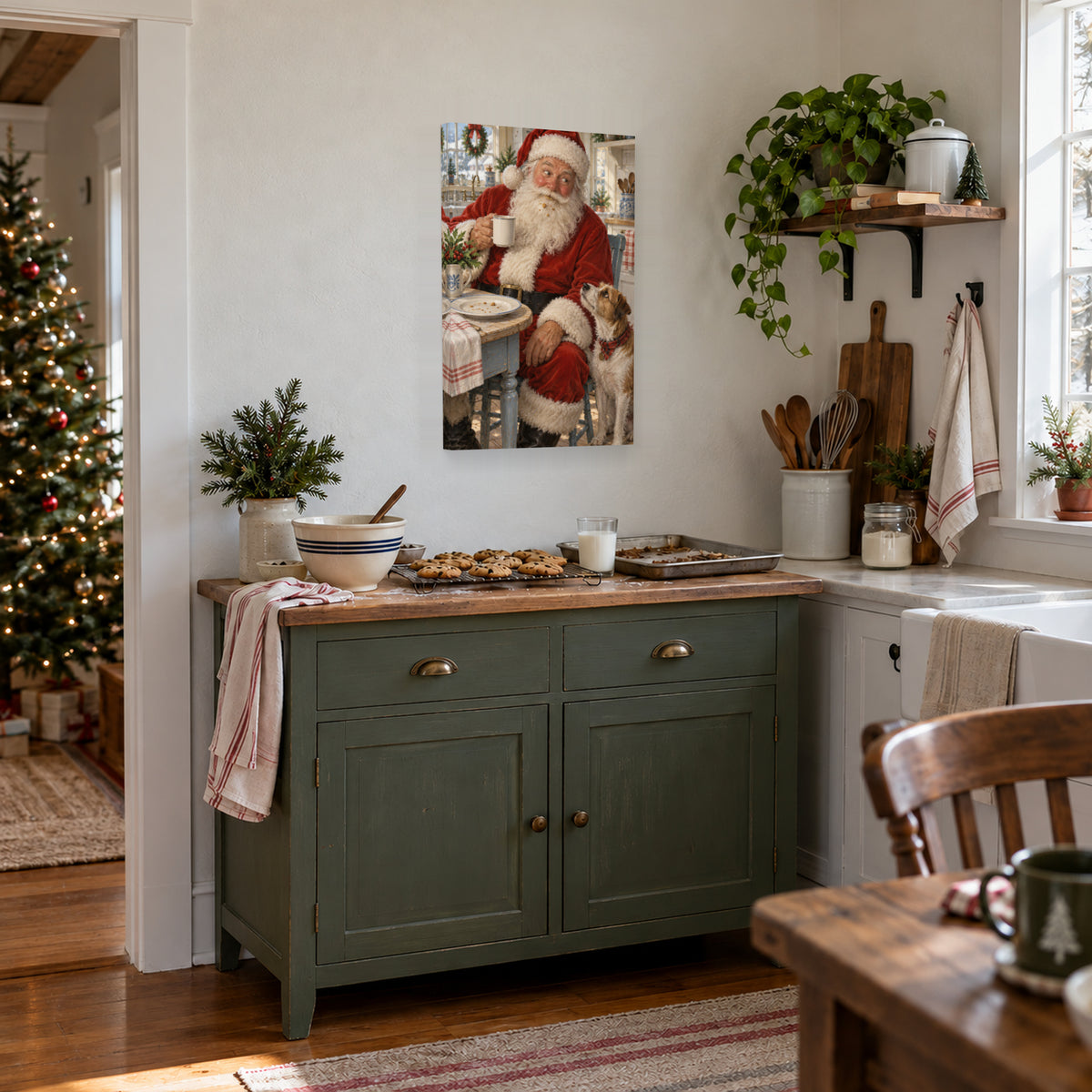The Cookie Evidence — Christmas Portrait Canvas Wall Art, Single, Unframed — Lifestyle view 1