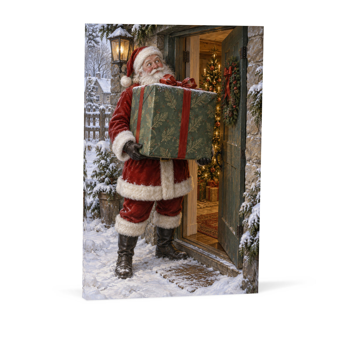 Small Door, Big Gift — Christmas Portrait Canvas Wall Art, Single, Unframed — Complete unframed canvas