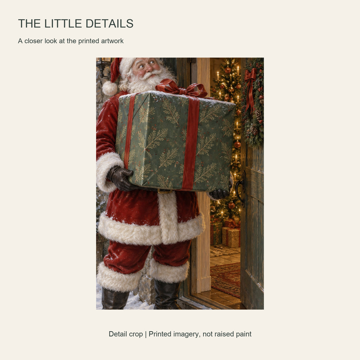 Small Door, Big Gift — Christmas Portrait Canvas Wall Art, Single, Unframed — Artwork detail