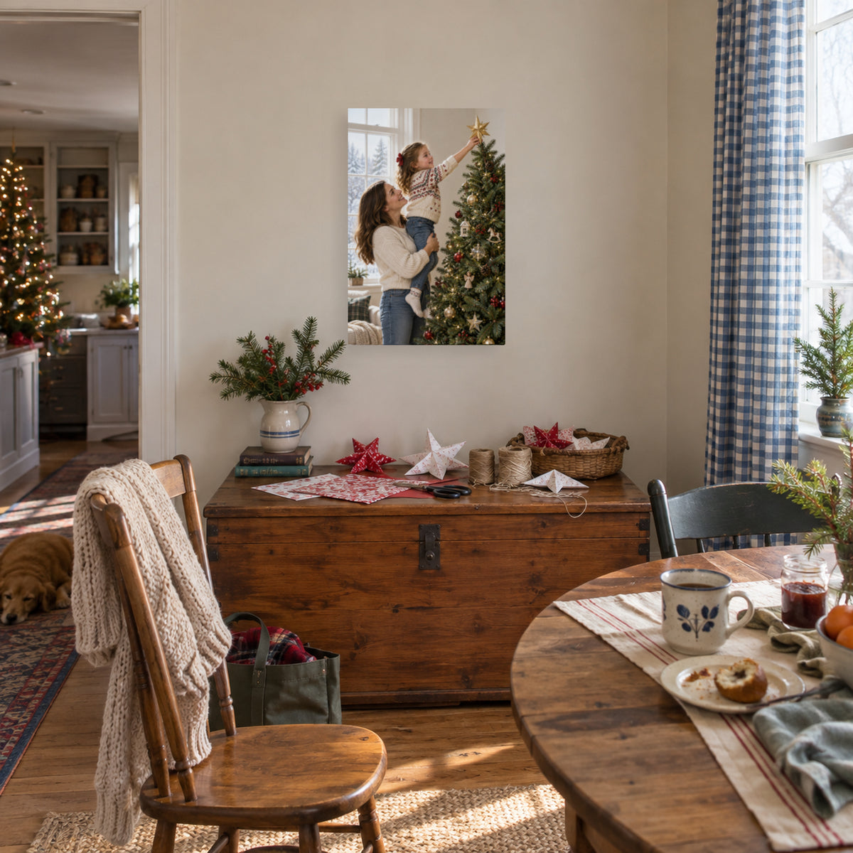 The Star Is Finally Home — Christmas Portrait Canvas Wall Art, Single, Unframed — Lifestyle view 2