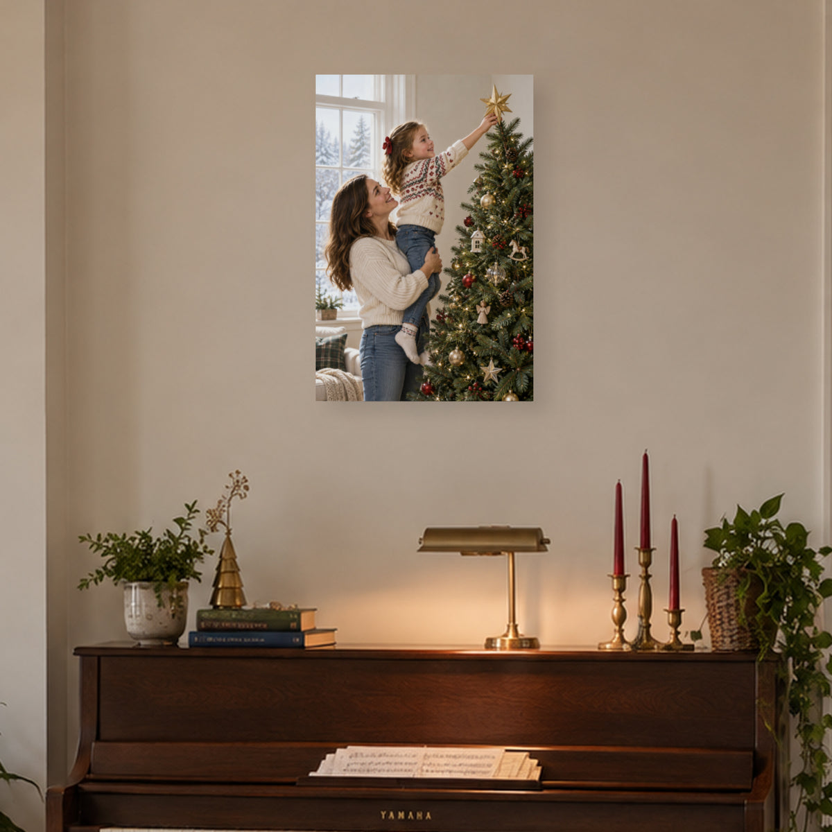 The Star Is Finally Home — Christmas Portrait Canvas Wall Art, Single, Unframed — Lifestyle view 3